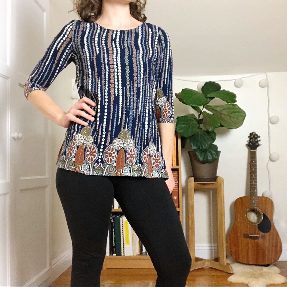 SHEIN Silky Boho Hippy Floral Pattern Tunic S
